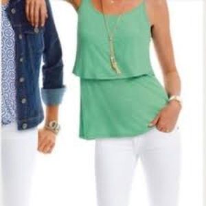 CAbi Knit Tiered Seafoam Tank